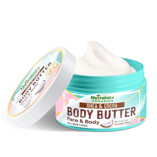 Nutrainix Organics Body Butter with Shea, Deep Nourishment & Hydration, All Skin Types - 200g