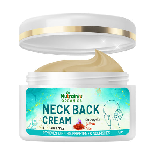 Nutrainix Organics Neck & Back Cream for Tan Removal, Fine Line Treatment & Skin Brightening – Smoothens & Hydrates - 50g