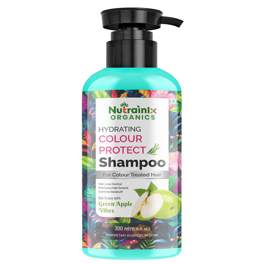 Nutrainix Organics Hydrating Colour Protect Shampoo | Green Apple Formula for Soft, Vibrant, Damage-Free Hair - 300ml