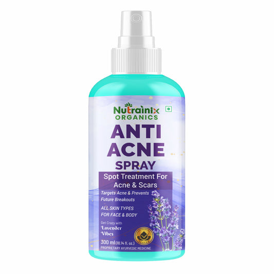 Nutrainix Organics Anti-Acne Spray | Lavender Infused Skin Soothing Mist for Clear & Glowing Skin | Quick Acne Relief & Oil Control - 300ml