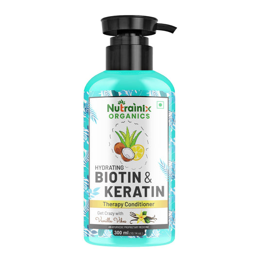 Nutrainix Organics Hydrating Biotin & Keratin Therapy Conditioner – Hydrating Therapy for Dry, Frizzy Hair | Soft, Smooth, Salon-Like Results - 300ml