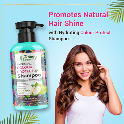 Nutrainix Organics Hydrating Colour Protect Shampoo | Green Apple Formula for Soft, Vibrant, Damage-Free Hair - 300ml